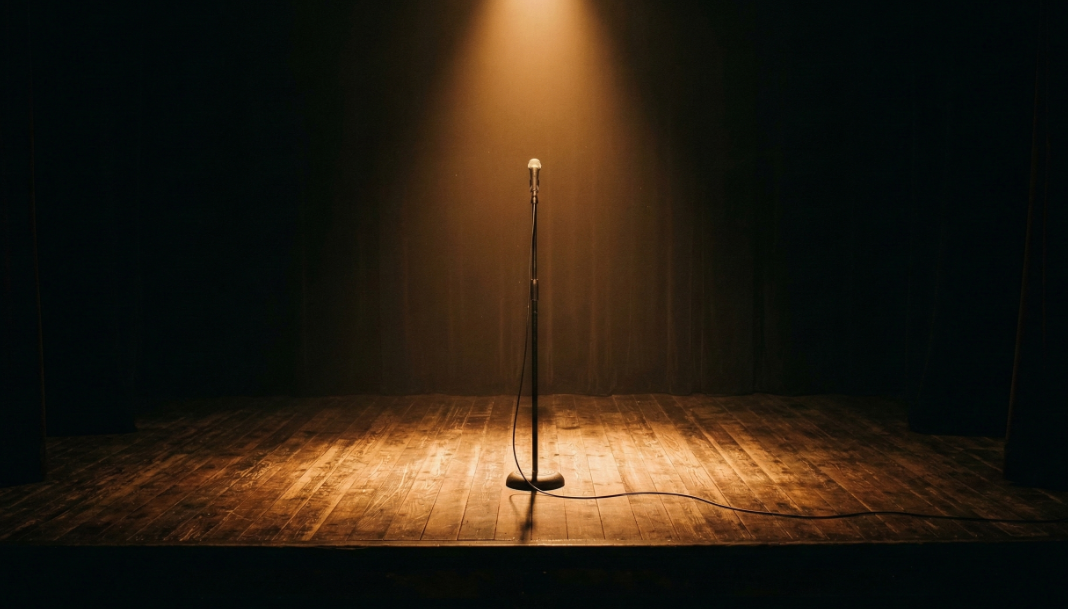 スポットライトが当たる誰もいない小さなステージ