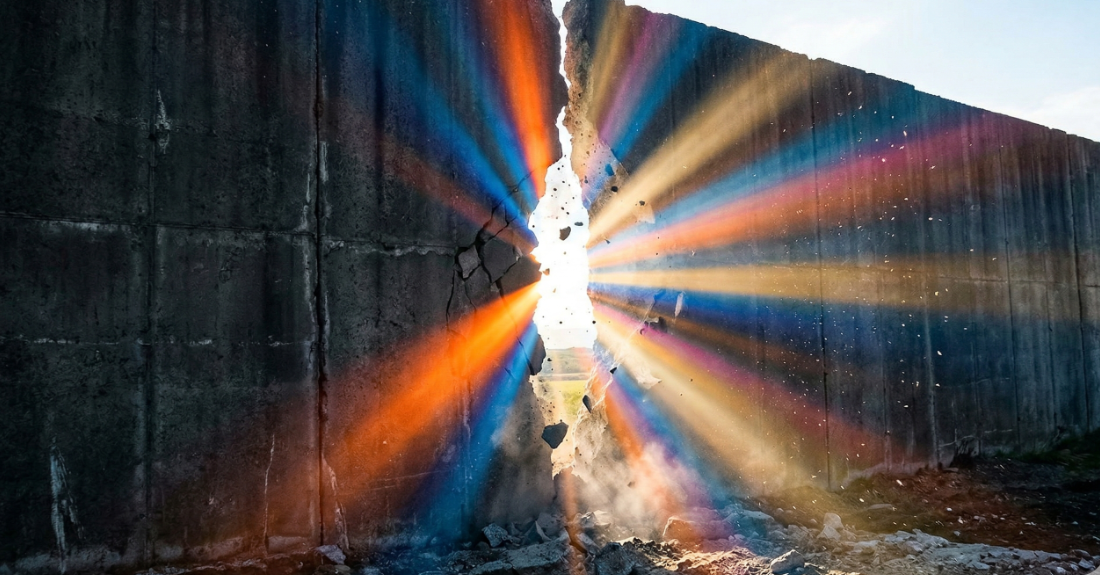 荒削りな岩肌から漏れ出す光